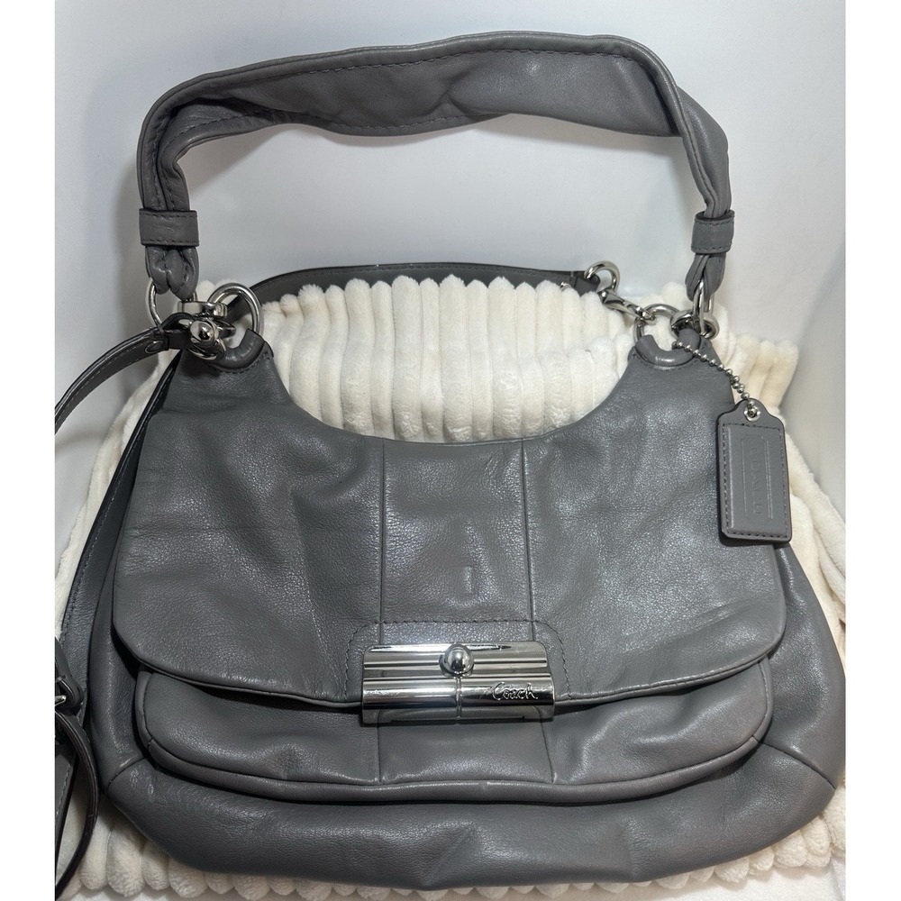 COACH Kristin Hippie Gray Leather Convertible Shoulder Crossbody 16931 Tag y2k